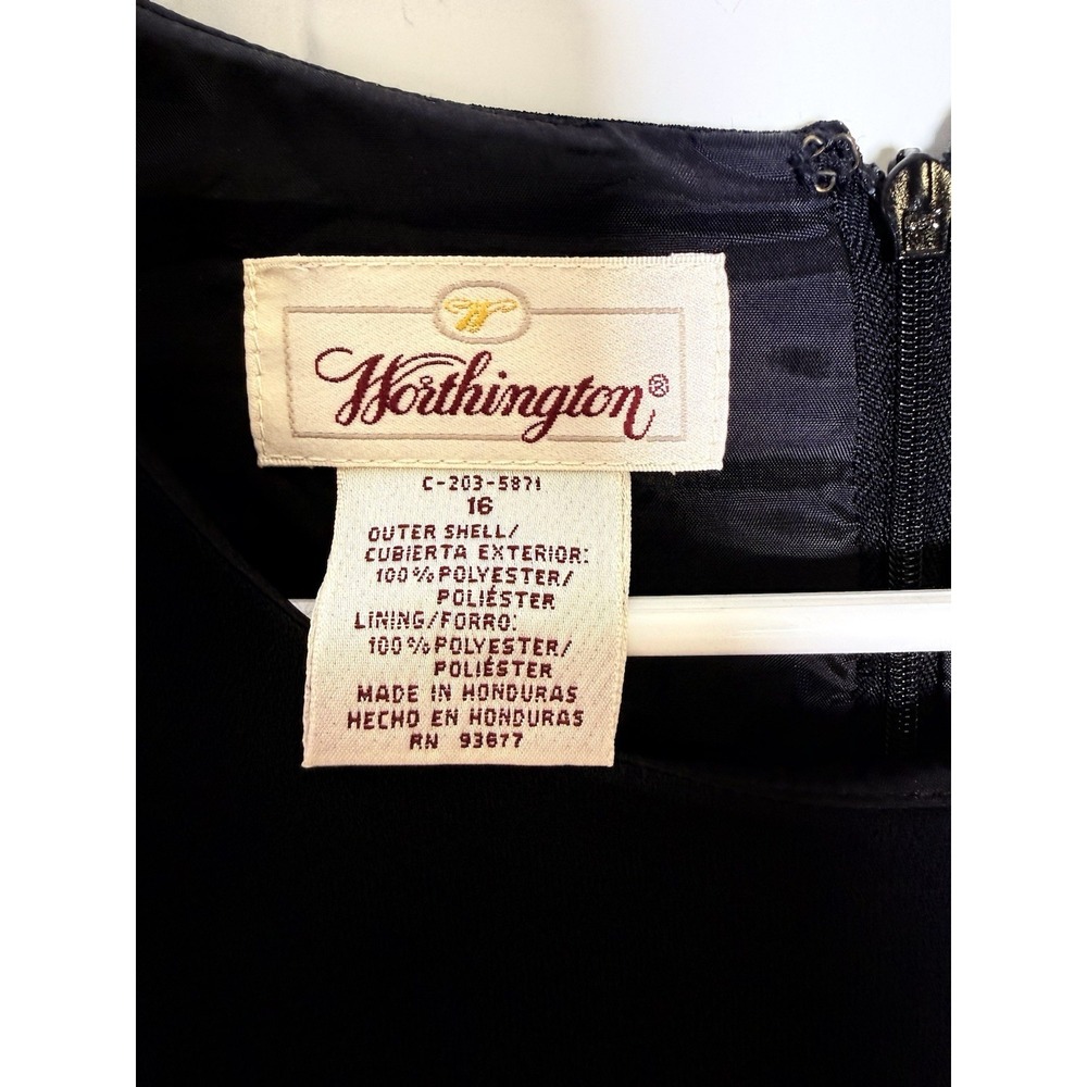 Worthington Black Timeless Classic Dress Career Executive Polished SZ 16 - Picture 2 of 7